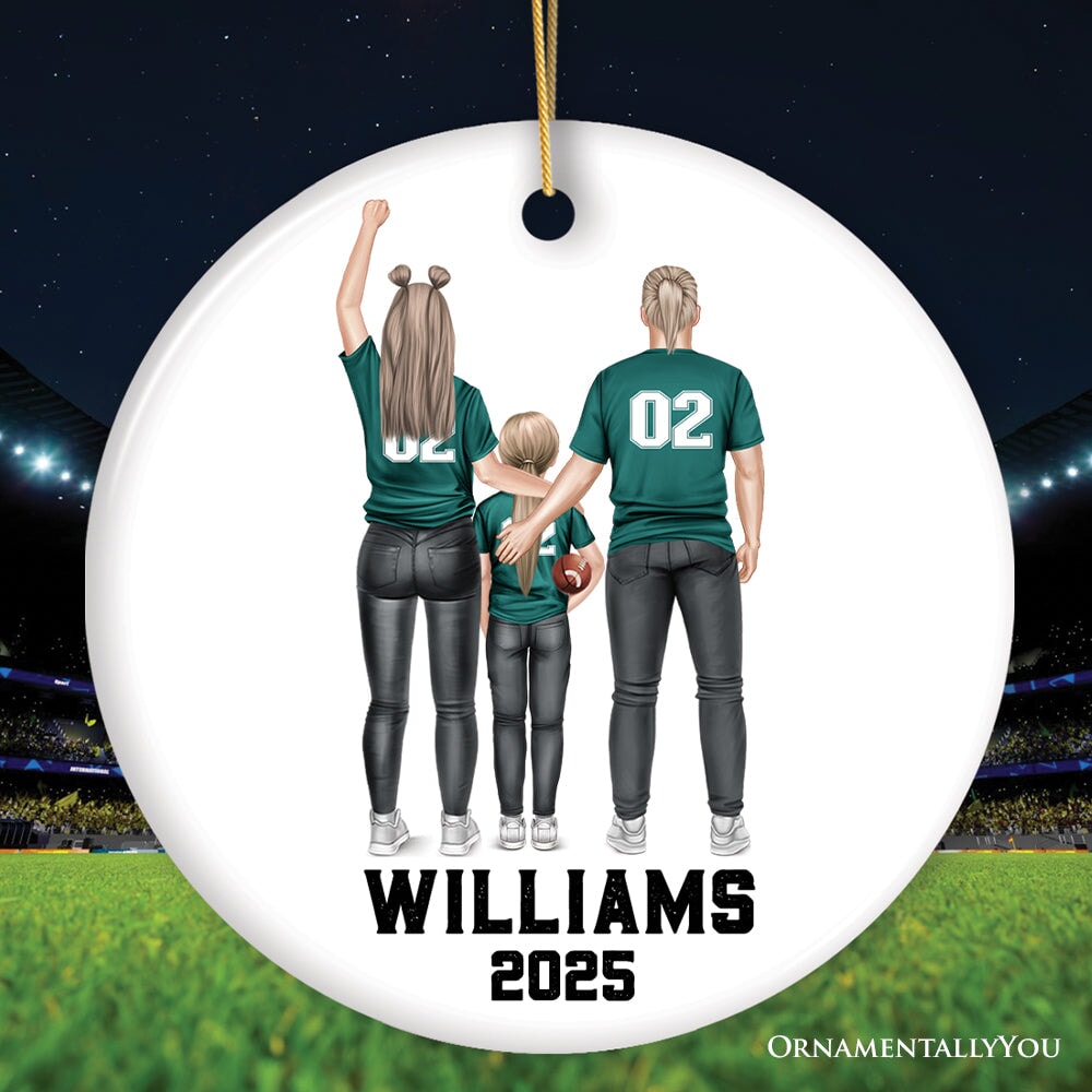 Personalized Football Family Ornament, Custom Christmas Gift Ceramic Ornament OrnamentallyYou Circle