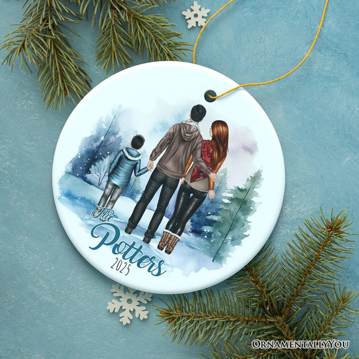 Couple with Children Custom Christmas Ornament, Family of Four Holiday Custom Keepsake Gift Ceramic Ornament OrnamentallyYou Circle