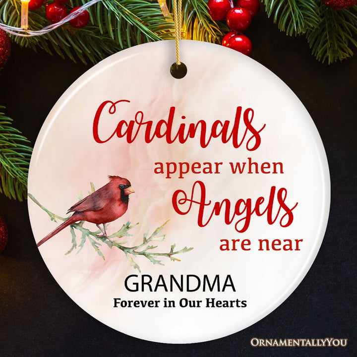 Cardinals Appear When Angels Are Near Personalized Ornament, Death of a Loved One Ceramic Ornament OrnamentallyYou