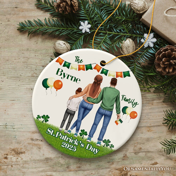 St Patricks Day Personalized Family Ornament, Irish Themed Customized Gift for St Pattys Ceramic Ornament OrnamentallyYou