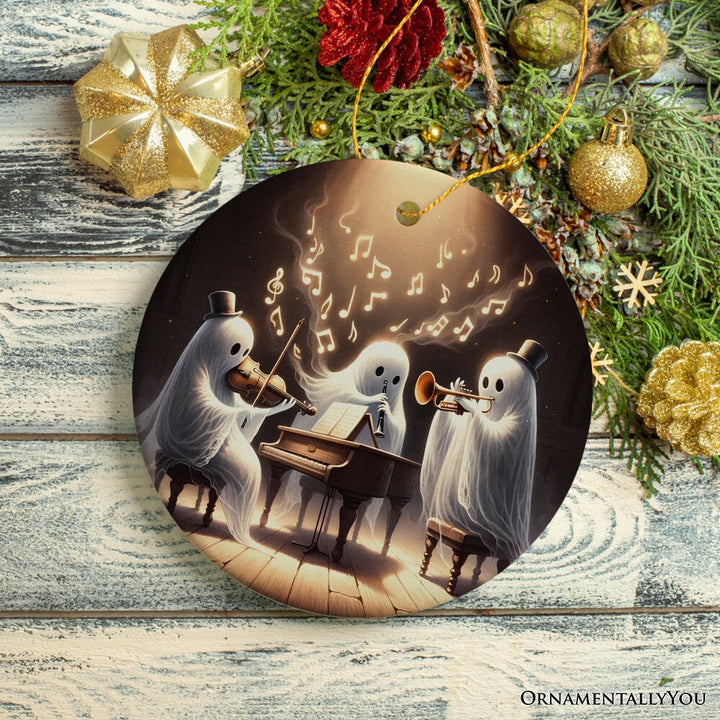 Ghostly Triumvirate Musical Prodigies Ornament, Whimsical Horror Musicians Unique Halloween Tree Gift Ceramic Ornament OrnamentallyYou