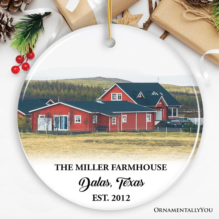 Farm Family Memories for the Fall and Autumn Personalized Photo Ornament, Customized Farmhouse Keepsake Gift Ceramic Ornament OrnamentallyYou