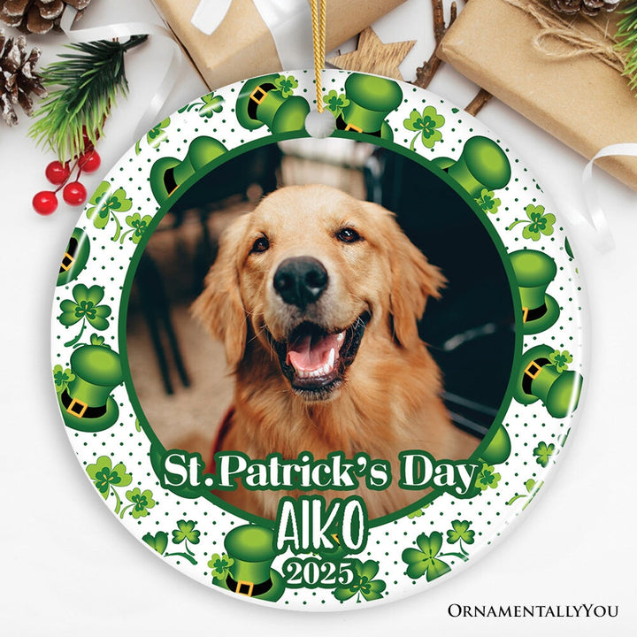 Personalized Photo Upload St. Patrickโs Ornament, Irish Small Tree Decoration and Gift Ceramic Ornament OrnamentallyYou
