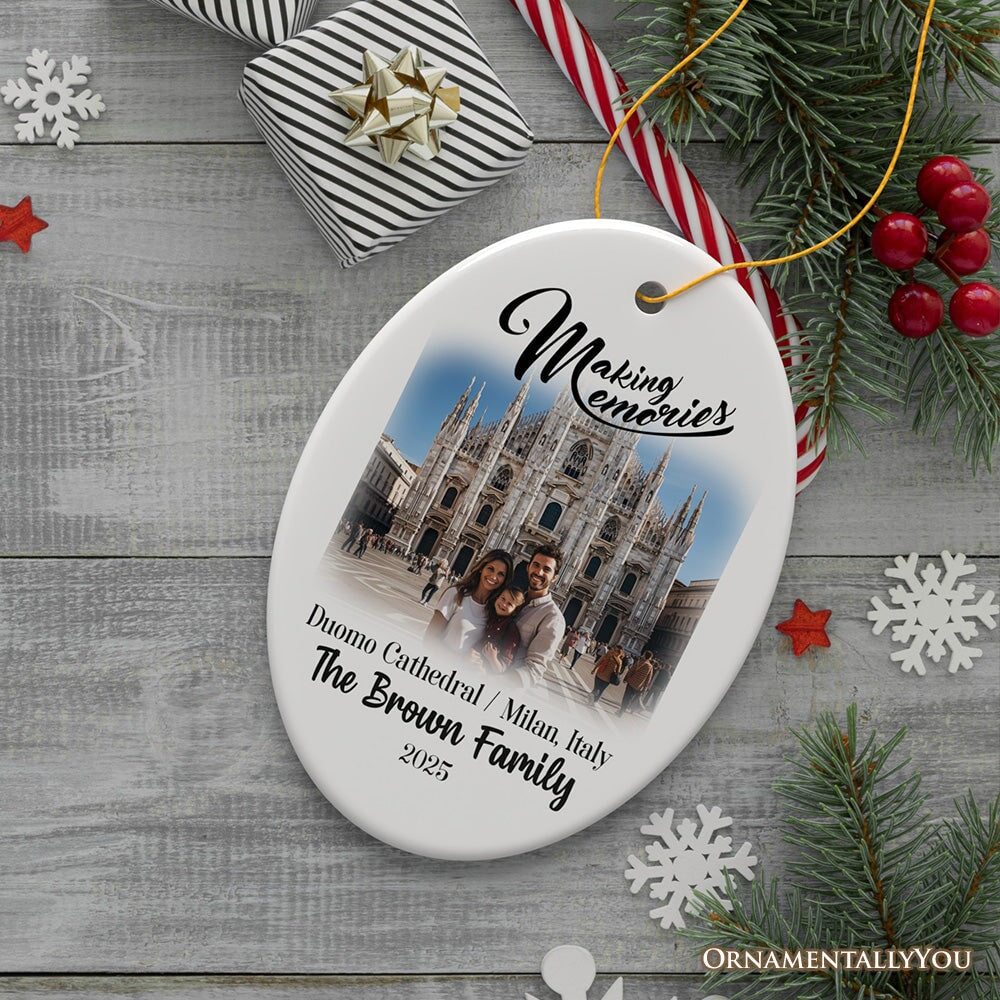 Making Memories Personalized Vacation Themed Ornament, Photo Upload Travel Souvenir Ceramic Ornament OrnamentallyYou