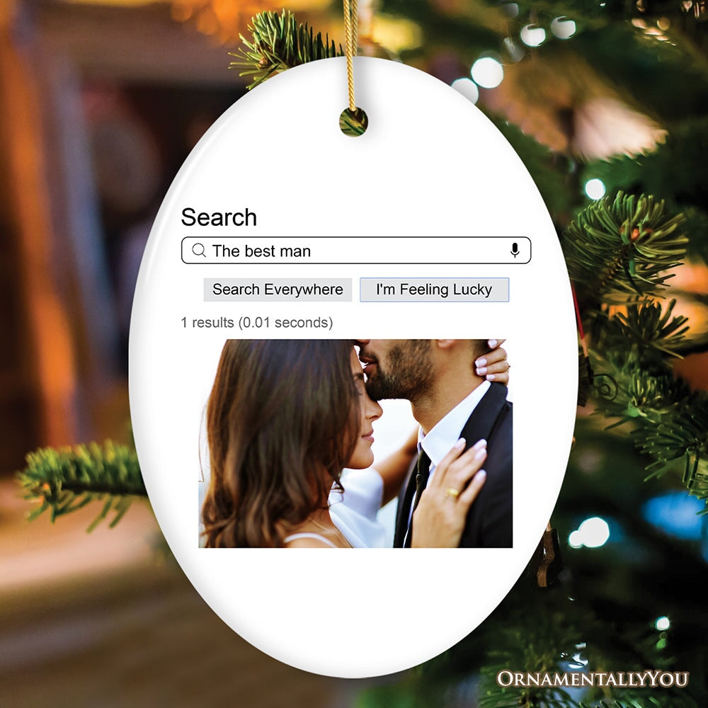 Search Engine Results Photo Personalized Ornament, Corky and Sentimental, Whimsical Christmas Gift Ceramic Ornament OrnamentallyYou Oval