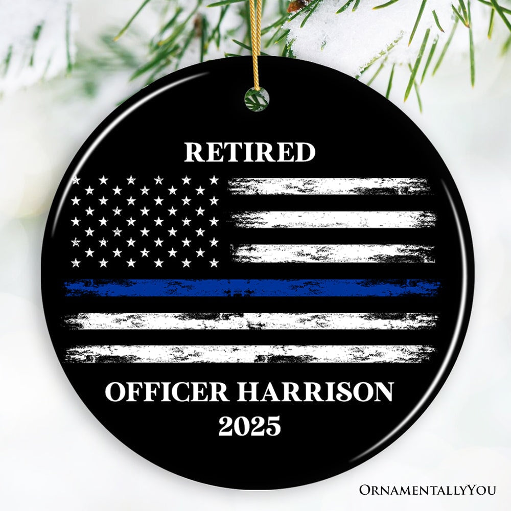 Personalized Retired Police Officer Ornament, Retiring Law Enforcement Cop Gift Ceramic Ornament OrnamentallyYou