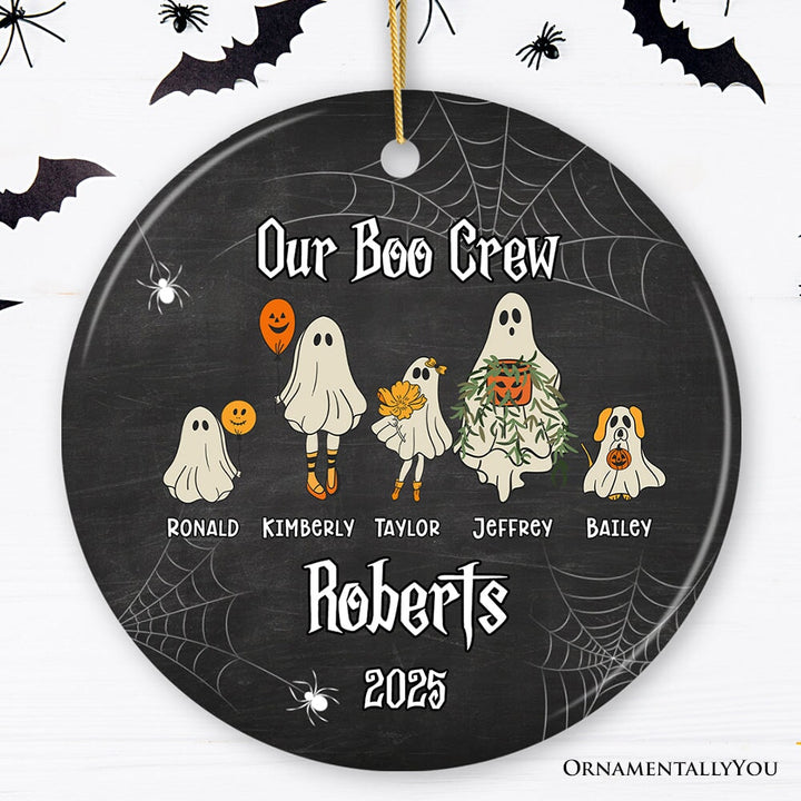 Halloween Ghost Family With Pets Personalized Ornament, Custom Ghost Crew Portrait Gift Ceramic Ornament OrnamentallyYou