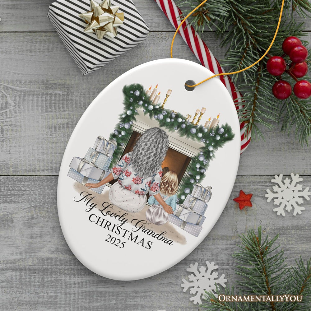 Grandma and Grandsons Personalized Christmas Ornament, Grandmother Holiday Gift Ceramic Ornament OrnamentallyYou Oval