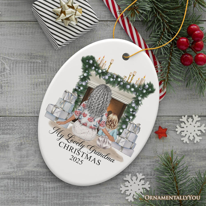 Grandma and Grandsons Personalized Christmas Ornament, Grandmother Holiday Gift Ceramic Ornament OrnamentallyYou Oval