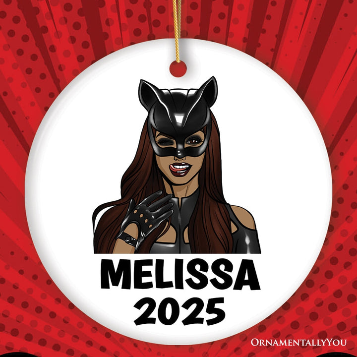 Female Supervillain Custom Comic Style Ornament, Hardcore Punk Badass Emo Gift Ceramic Ornament OrnamentallyYou Circle