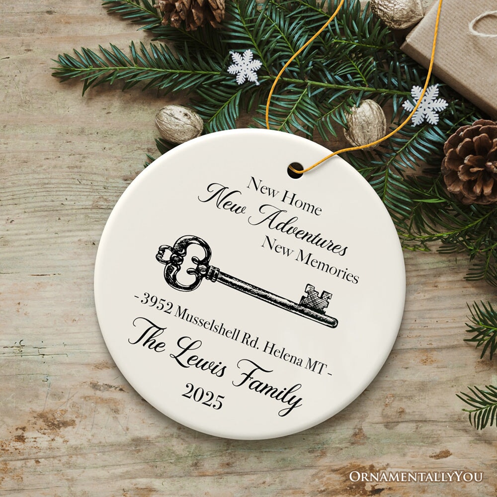 Housewarming Personalized Ornament, New Home New Memories Custom Christmas Keepsake Gift Ceramic Ornament OrnamentallyYou