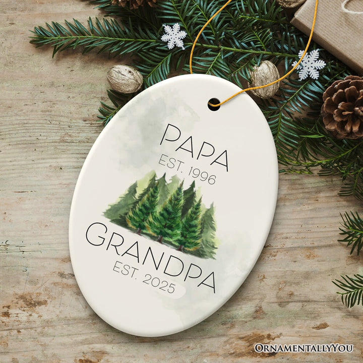Personalized Ornament For New Grandpa, Promoted Dad to Grandfather Gift With Custom Date Ceramic Ornament OrnamentallyYou Oval