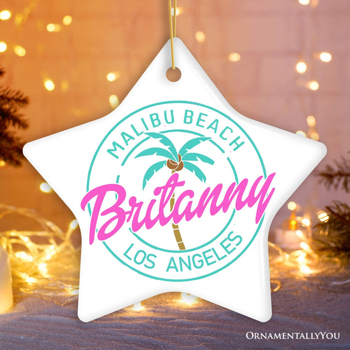 Fabulous and Vibrant Chic Girl Personalized Ornament, Fashionable Beach Adventure Custom Gift Ceramic Ornament OrnamentallyYou Star
