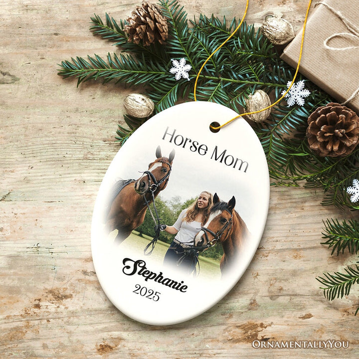 Personalized Horse Photo Ornament, Keepsake Picture Horse Lovers Gifts Ceramic Ornament OrnamentallyYou Oval