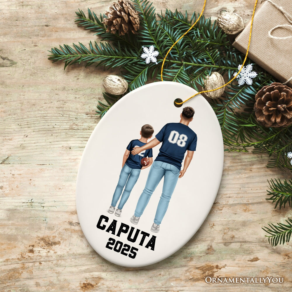 Personalized Football Family Ornament, Custom Christmas Gift Ceramic Ornament OrnamentallyYou Oval