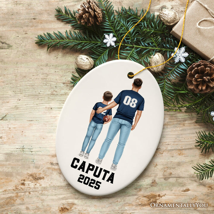 Personalized Football Family Ornament, Custom Christmas Gift Ceramic Ornament OrnamentallyYou Oval