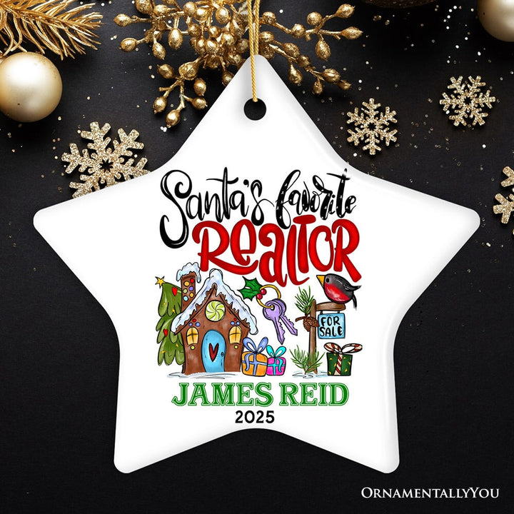 Personalized Santa’s Favorite Realtor Christmas Ornament, Real Estate Agent Custom Appreciation Gift Ceramic Ornament OrnamentallyYou Star