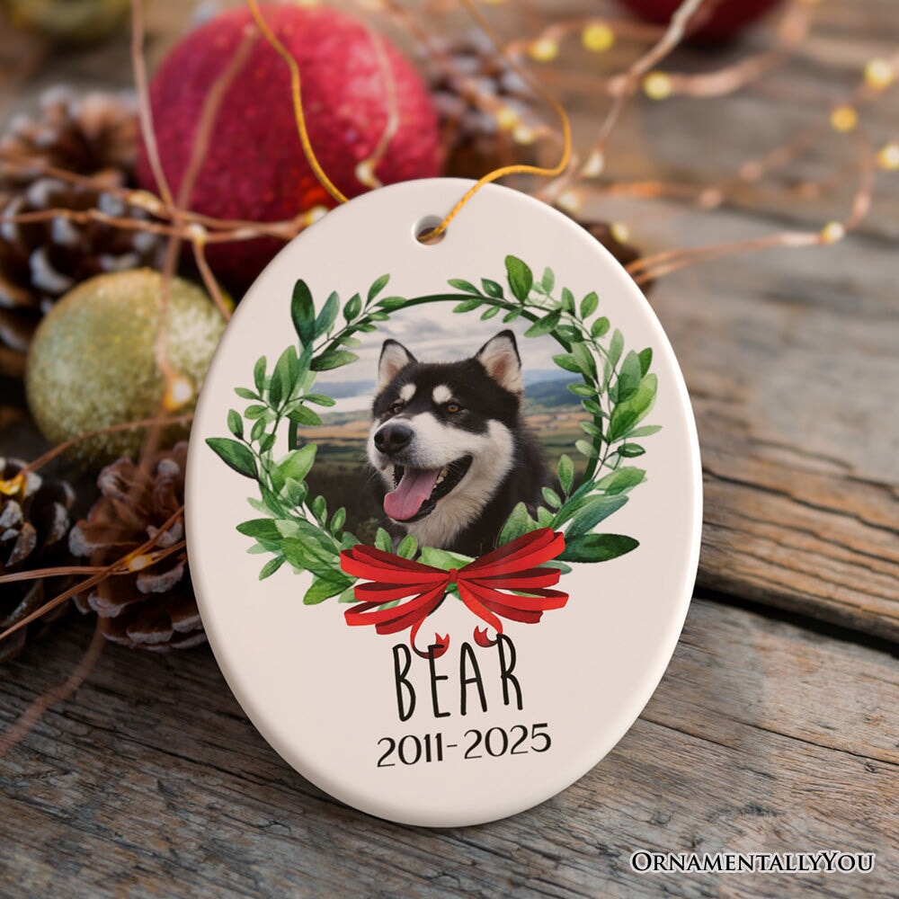 Pet Memorial Personalized Photo Ornament, In Memory of Dog or Cat Gift Ceramic Ornament OrnamentallyYou