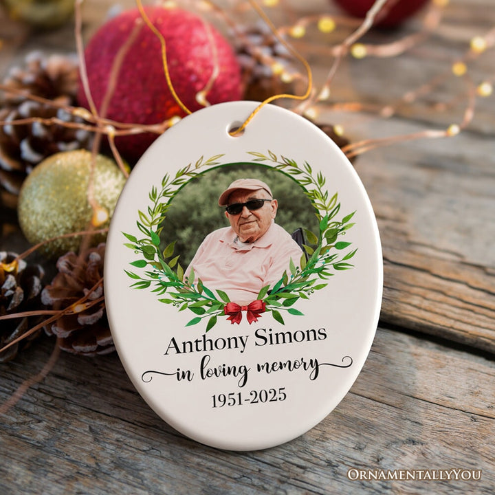 Remember Personalized Memorial Photo Ornament, In Loving Memory Keepsake Gift With Custom Name Ceramic Ornament OrnamentallyYou