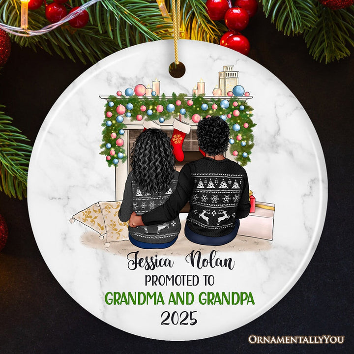 Personalized First Christmas as Grandparents Ornament, Grandpa and Grandma Holiday Gift Ceramic Ornament OrnamentallyYou