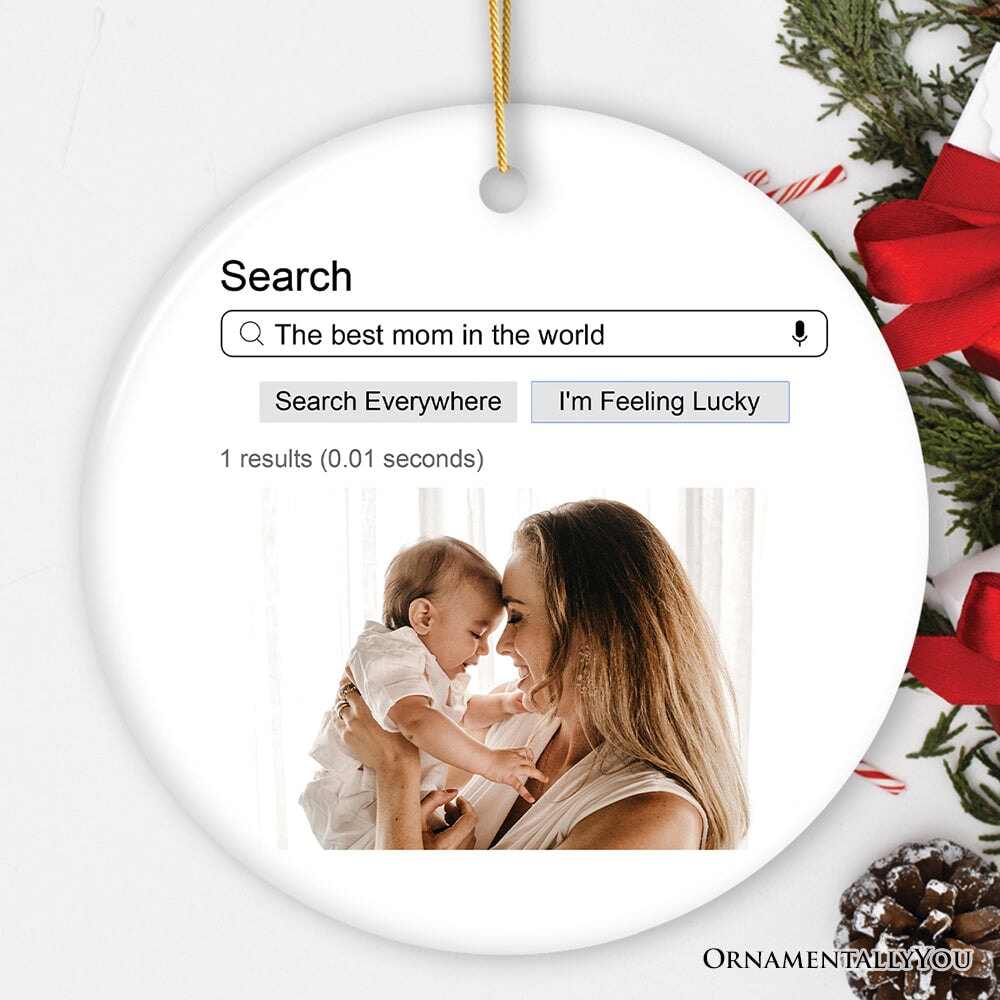 Search Engine Results Photo Personalized Ornament, Corky and Sentimental, Whimsical Christmas Gift Ceramic Ornament OrnamentallyYou Circle
