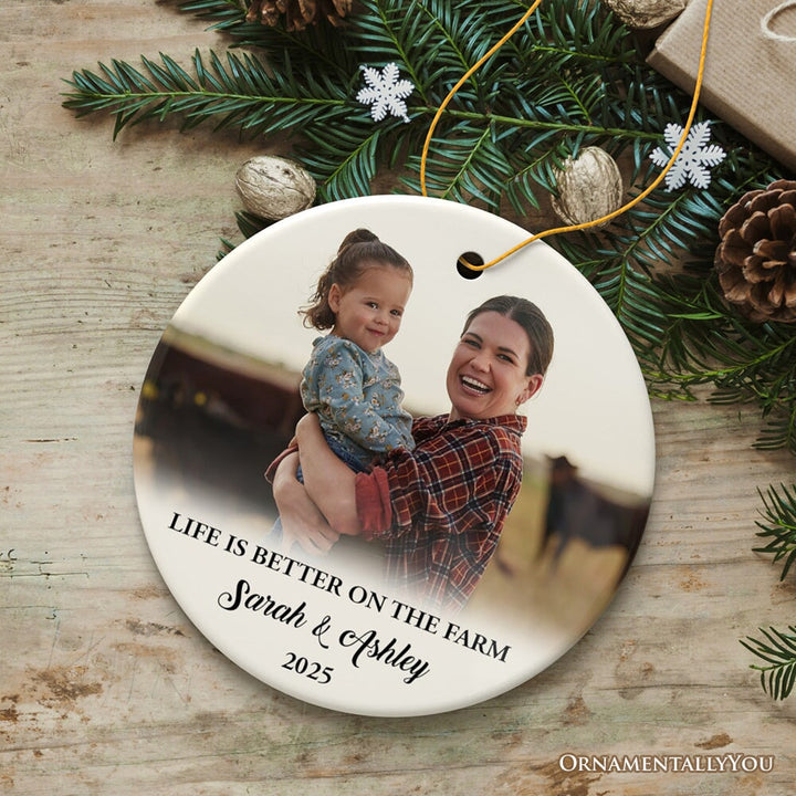Farm Family Memories for the Fall and Autumn Personalized Photo Ornament, Customized Farmhouse Keepsake Gift Ceramic Ornament OrnamentallyYou