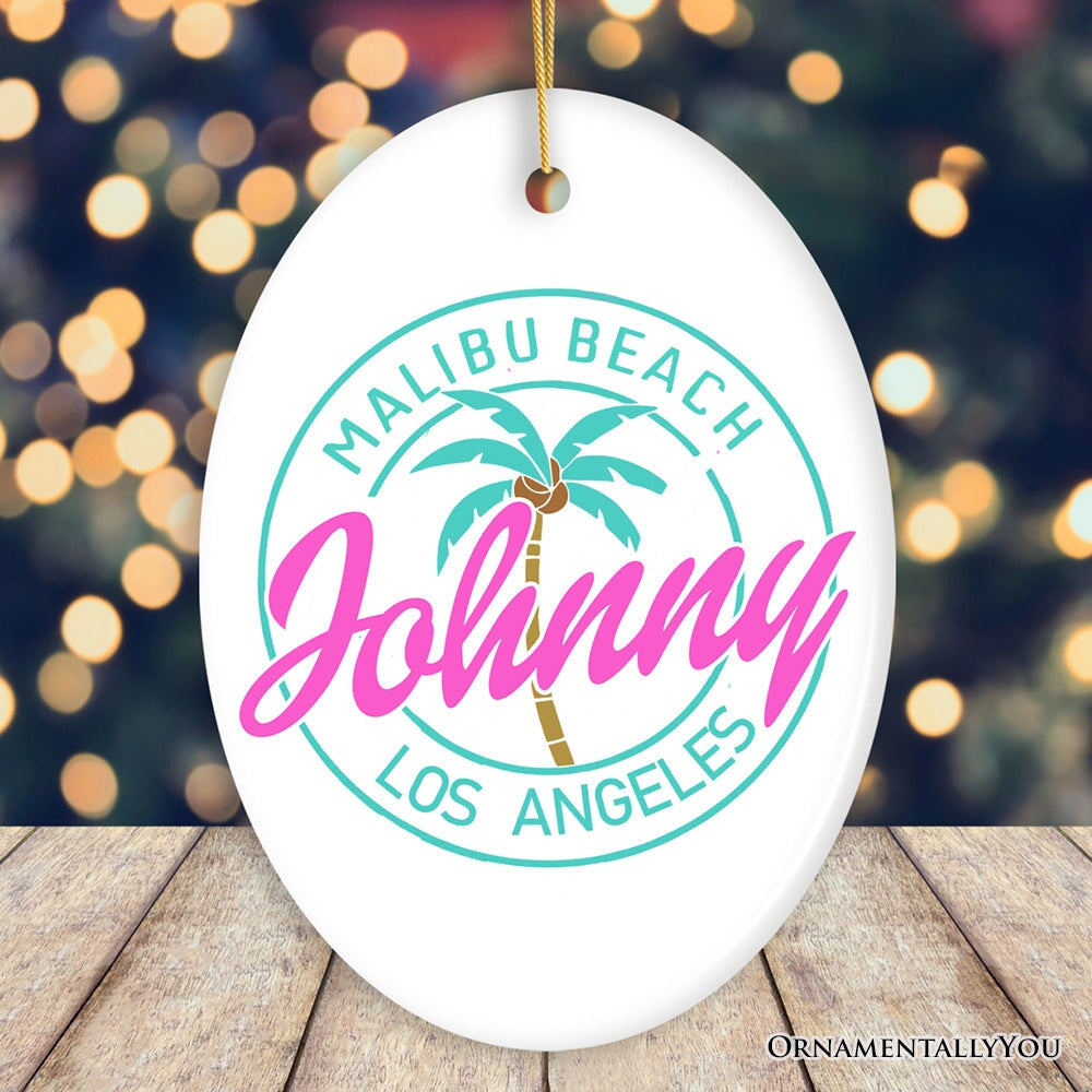 Fabulous and Vibrant Chic Girl Personalized Ornament, Fashionable Beach Adventure Custom Gift Ceramic Ornament OrnamentallyYou Oval