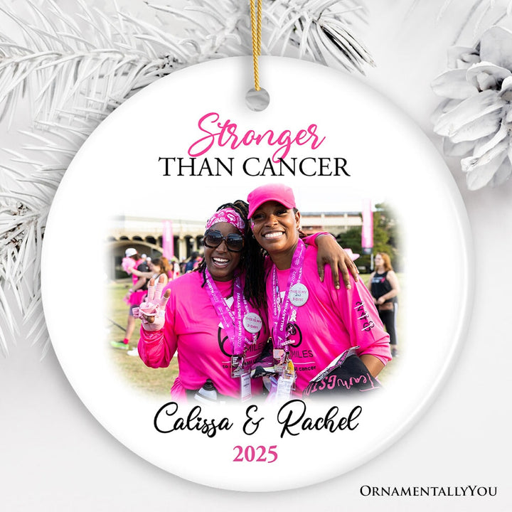 Women’s Cancer Awareness Custom Photo Ornament, Image Upload Personalized Gift Ceramic Ornament OrnamentallyYou Circle