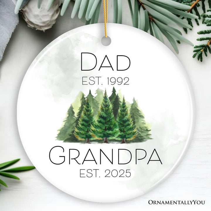 Personalized Ornament For New Grandpa, Promoted Dad to Grandfather Gift With Custom Date Ceramic Ornament OrnamentallyYou Circle