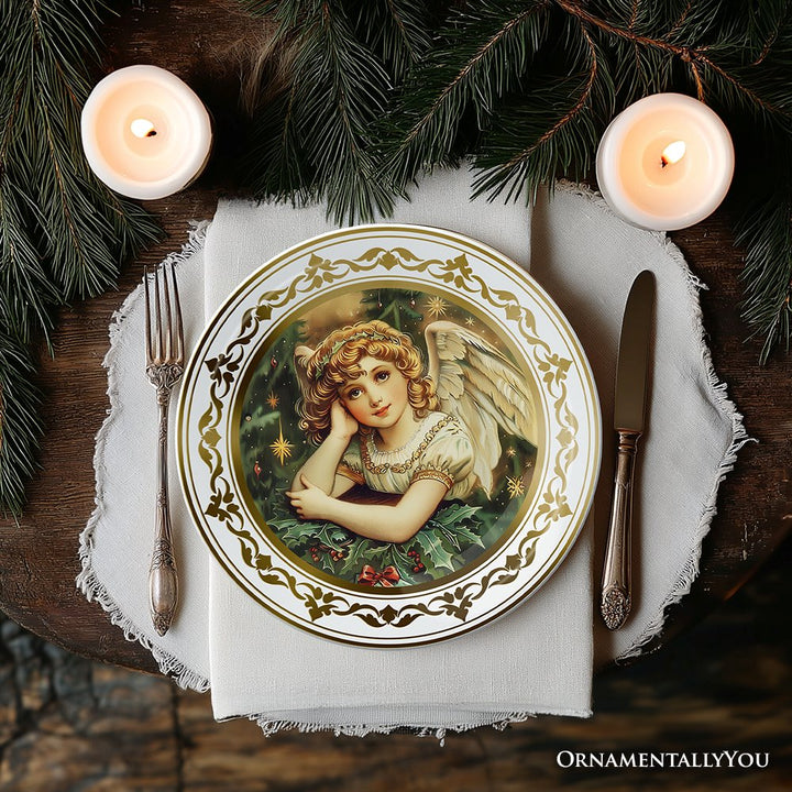 (Pre-Order) Victorian Elegance Set of 4 Plates with Real Gold Trim, Holiday Christmas Red and Green Tableware Collection for Salad, Dessert, Appetizer, and Side Plates Plate Sets OrnamentallyYou