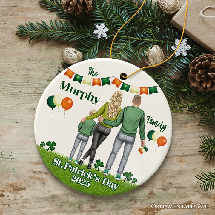 St Patricks Day Personalized Family Ornament, Irish Themed Customized Gift for St Pattys Ceramic Ornament OrnamentallyYou