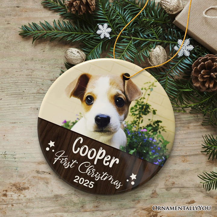 Puppy First Christmas Personalized Ornament, Baby Dog Custom 1st Xmas Gift Ceramic Ornament OrnamentallyYou