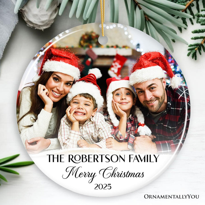 Personalized Family Photo Christmas Ornament, Keepsake Gift with Any Custom Text and Picture Ceramic Ornament OrnamentallyYou Circle