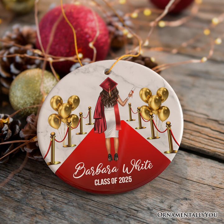 Personalized Female Graduation Ceremony Ornament, School Grad Teenage or Adult Girls Gift Ceramic Ornament OrnamentallyYou