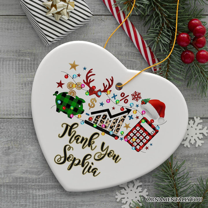 Personalized Finance Professional Buffalo Plaid Christmas Ornament, Custom Accountant and Financial Advisor Gift Ceramic Ornament OrnamentallyYou