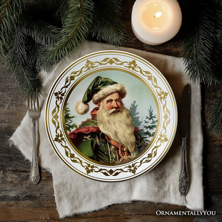 (Pre-Order) Victorian Elegance Set of 4 Plates with Real Gold Trim, Holiday Christmas Red and Green Tableware Collection for Salad, Dessert, Appetizer, and Side Plates Plate Sets OrnamentallyYou