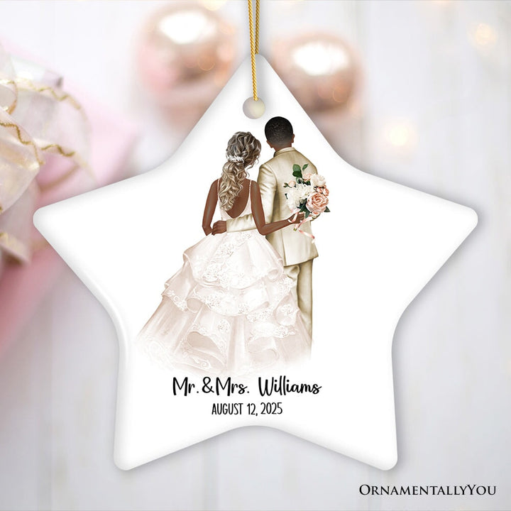 Bride and Groom Wedding Married Couple Gift Ornament Personalized Ceramic Ornament OrnamentallyYou Star