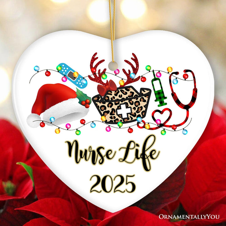 Personalized Plaid Nurse Christmas Ornament, Gift for Medical Assistants and Hospital Technicians Ceramic Ornament OrnamentallyYou Heart