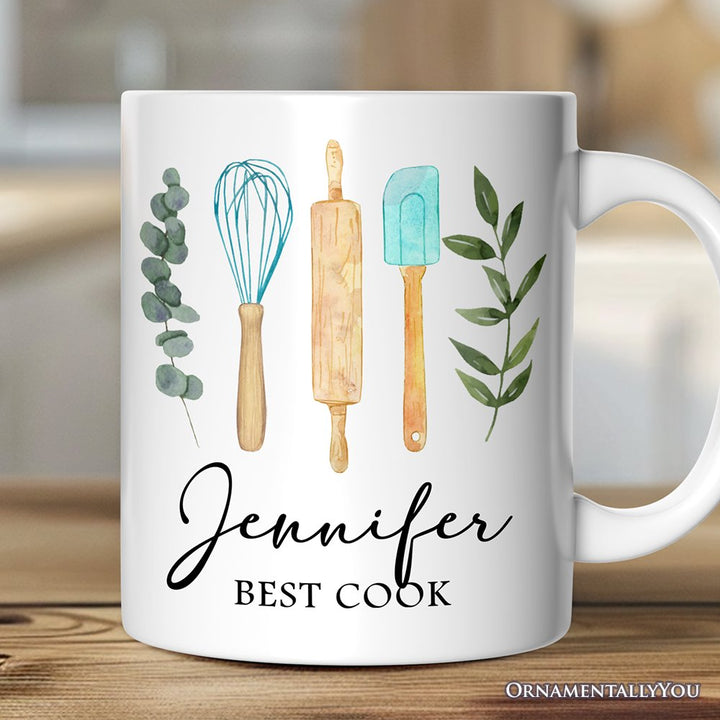 Best Cook Minimalist Personalized Mug, Chef Custom Gift with Name Personalized Ceramic Mug OrnamentallyYou 12oz Mug Customized