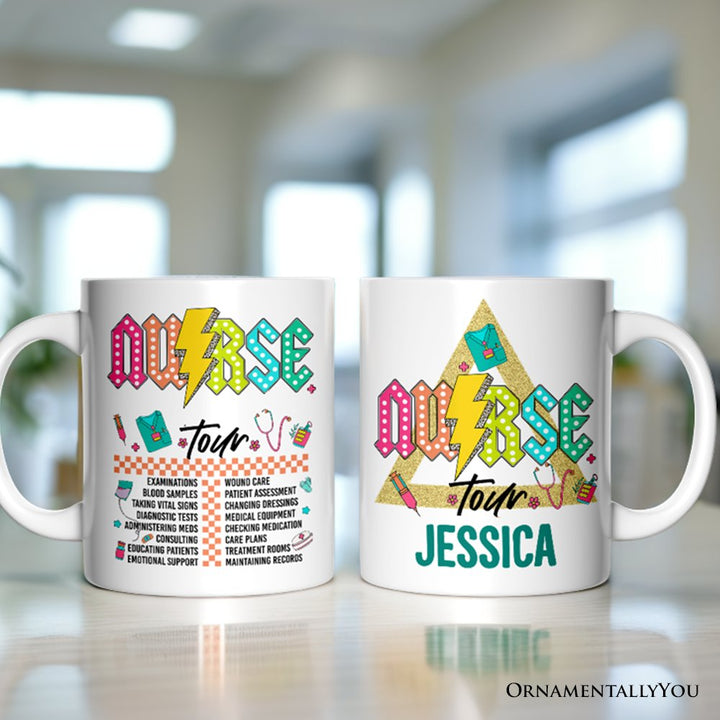 Nurse Life Tour Personalized Mug, Medical Worker Custom Gift with Name Personalized Ceramic Mug OrnamentallyYou 12oz Mug Customized