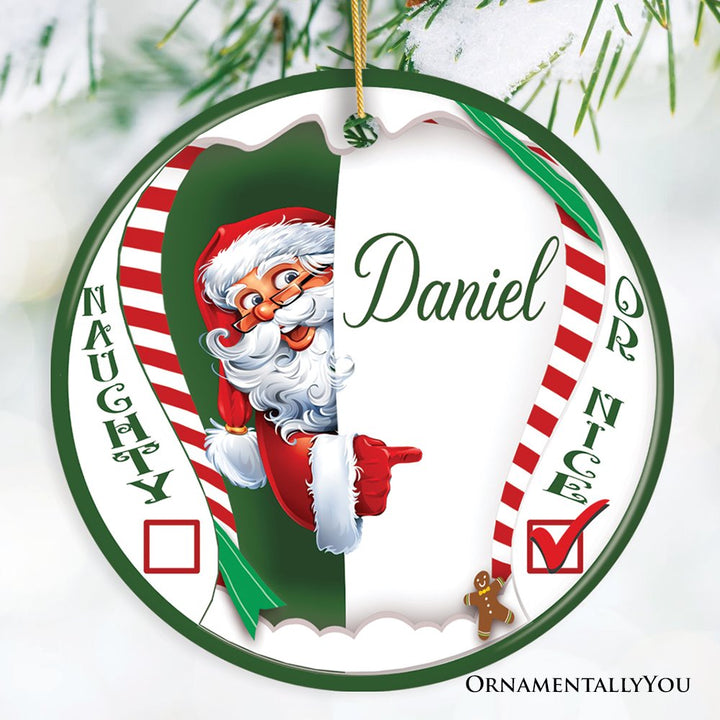 Naughty or Nice Personalized Christmas Ornament Ceramic Ornament OrnamentallyYou Circle