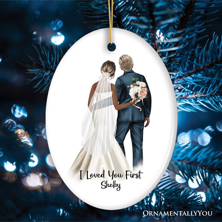 Father and Daughter Wedding Bride Personalized Gift Ornament Ceramic Ornament OrnamentallyYou Oval
