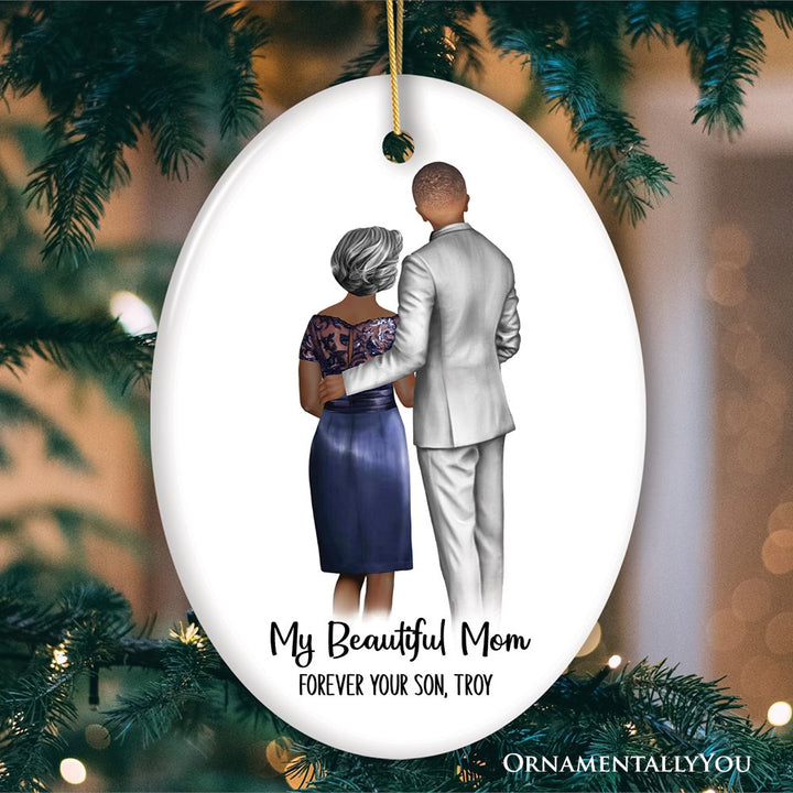 Mother and Son Wedding Groom Personalized Gift Ornament Ceramic Ornament OrnamentallyYou Oval