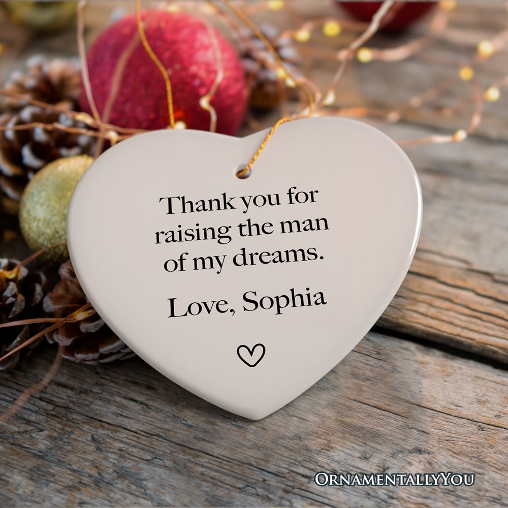 Mother in Law Personalized Gift Ornament, Father of the Groom Custom Gift from Bride Ceramic Ornament OrnamentallyYou