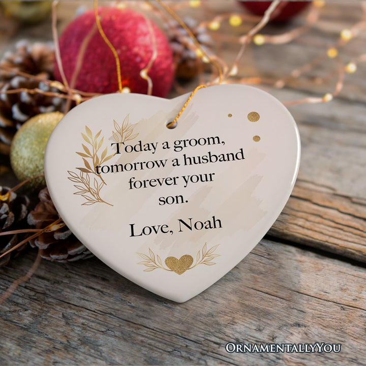 Mothers Gift from Groom Personalized Keepsake Wedding Ornament Ceramic Ornament OrnamentallyYou