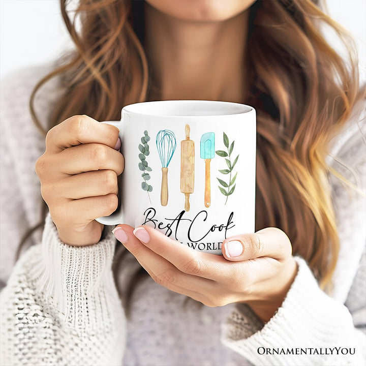 Best Cook Minimalist Personalized Mug, Chef Custom Gift with Name Personalized Ceramic Mug OrnamentallyYou