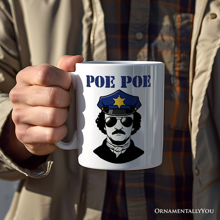 Police Edgar Allan Poe Poe Personalized Mug, Funny Gift with Custom Name Personalized Ceramic Mug OrnamentallyYou 12oz Mug Non-Custom