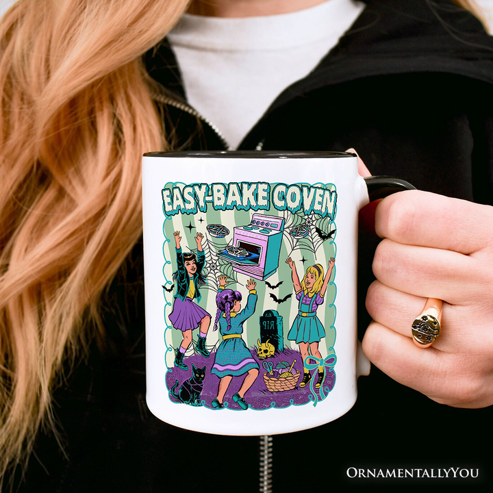Retro Easy-Bake Coven Horror Movie Personalized Mug, Funny Retro Witch Halloween Gift with Custom Name