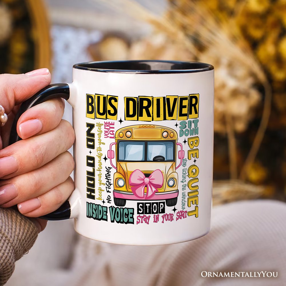 School Bus Driver Personalized Mug, Funny Back to School Occupation Gift with Custom Name Personalized Ceramic Mug OrnamentallyYou