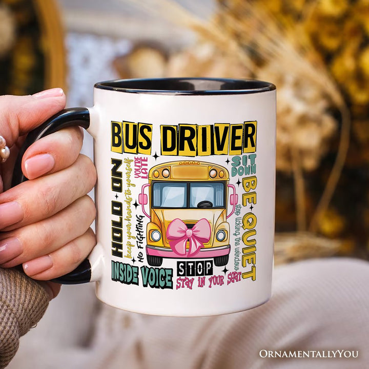 School Bus Driver Personalized Mug, Funny Back to School Occupation Gift with Custom Name Personalized Ceramic Mug OrnamentallyYou